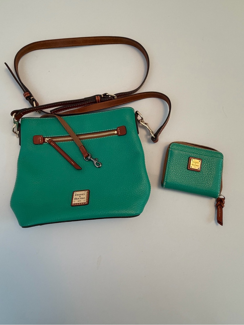 Dooney & Bourke Green Pebbled Leather Crossbody with Matching Wallet